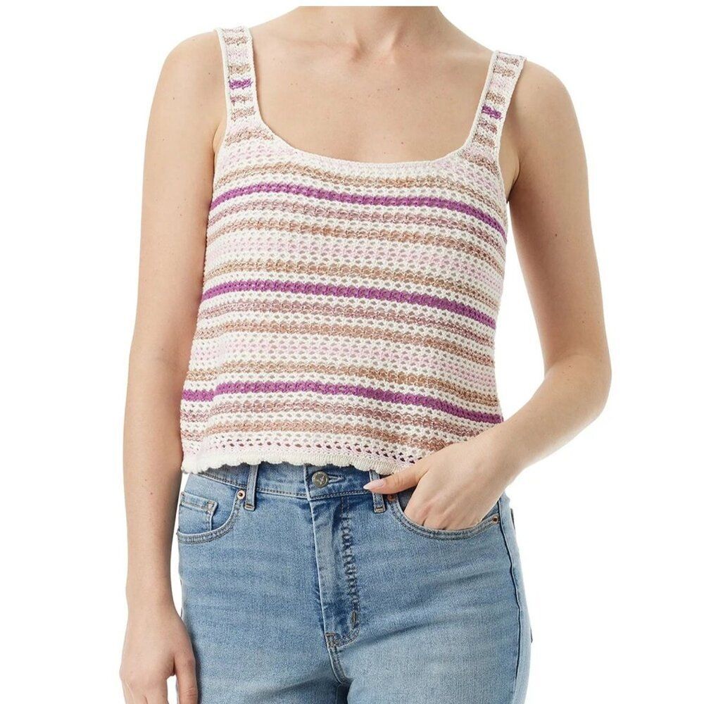 Jessica Simpson Women's Plus Crochet Tank‎ Top 4X Stripe Y2K Boho Summer Chic - Picture 5 of 7